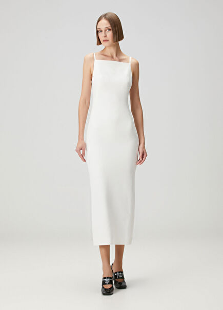 White Midi Crepe Dress