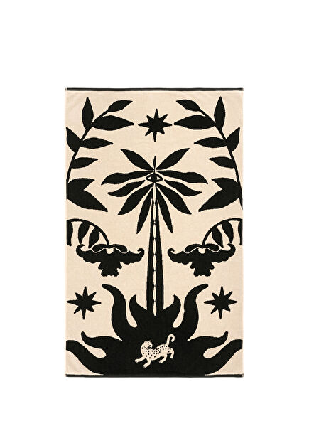 Tabea Beige Cotton Velvet Beach Towel 90 x 150 cm