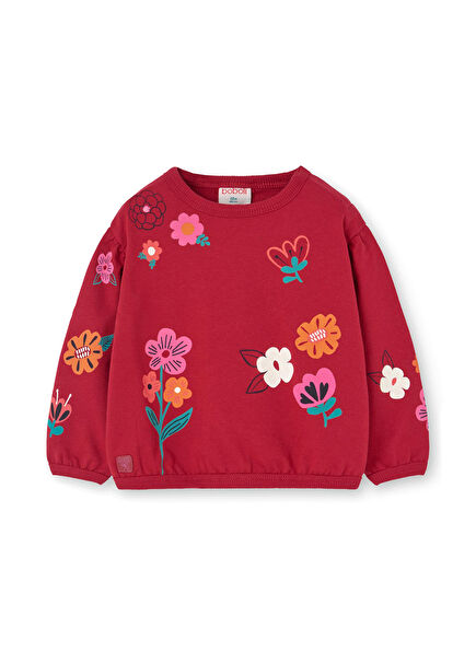 Çiçek Desenli Kız Çocuk Sweatshirt