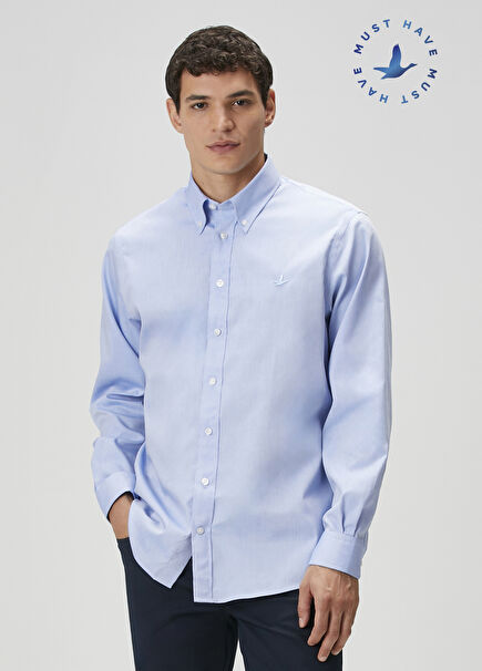 Relax Fit Koyu Mavi Non-iron Oxford Gömlek