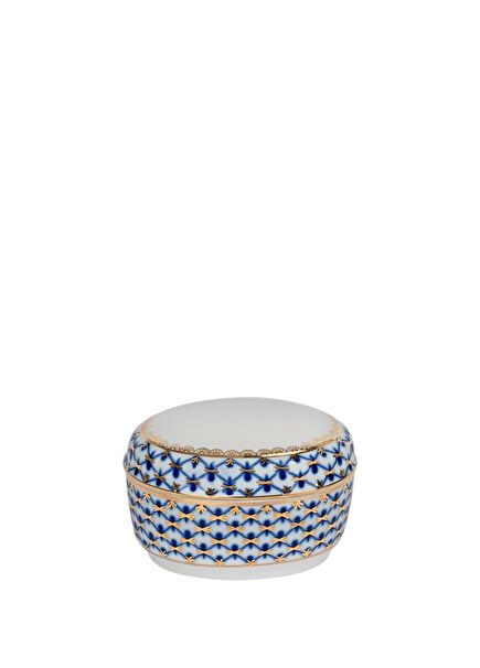 Cobalt Net Blue Porcelain Jewelry Box with Lid