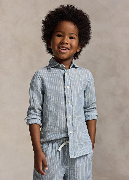 Multicolored Boys Linen Shirt