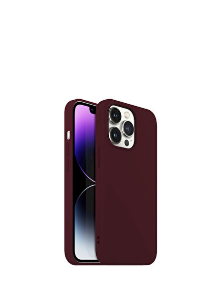 iPhone 14 Pro Max Rubber S Wine Red Plastic Case