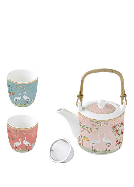 Jardin de Reves Porselen Çaydanlık ve 2'li Fincan Seti