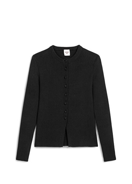 Chiclet Black Cotton Women's Cardigan