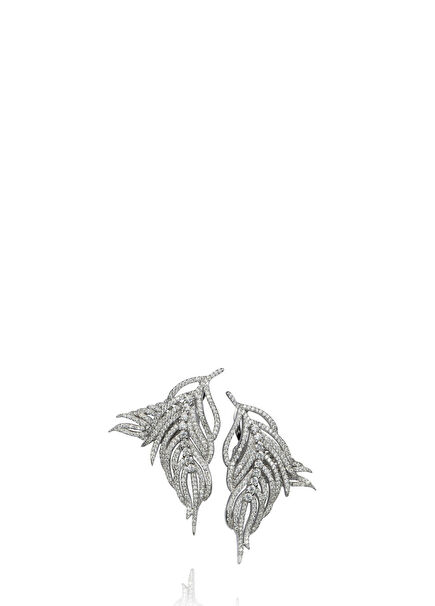 Hermes Feather Earrings 925 Sterling Silver Women's Earrings