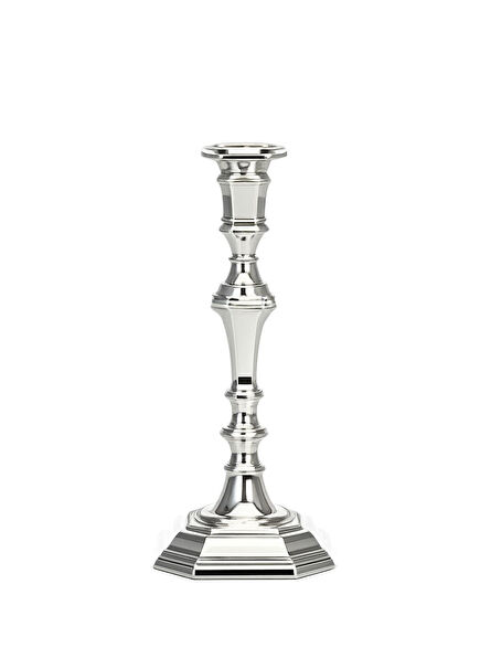 Silver Octagonal Candlestick 25 cm