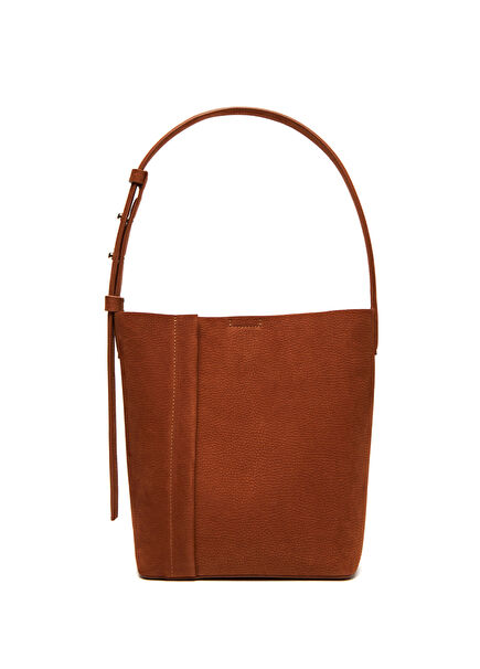 The Medium Tote Plissé Karamel Deri Kadın Omuz Çantası