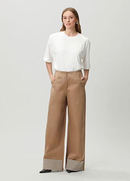 Delicate Loose Fit Camel Trousers