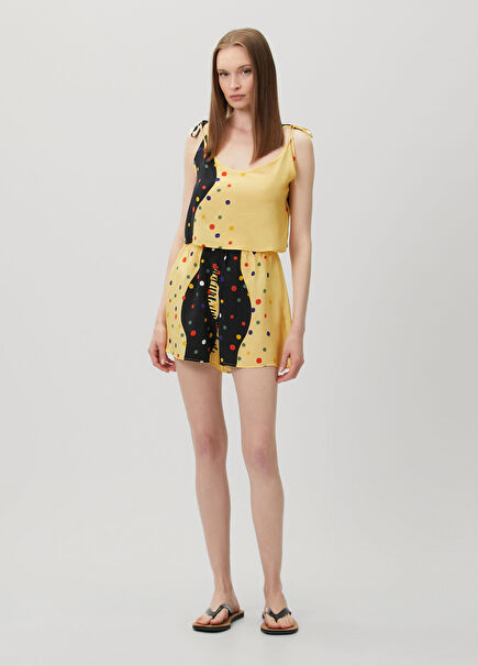 Bow Yellow Patterned Shorts