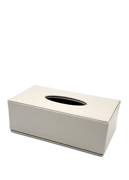 Beige Leather Wooden Napkin Holder