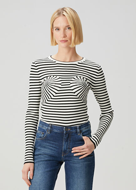 Seamed Up Black White Striped Sweater