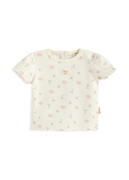 Magic Sea Printed Ecru Short Sleeve Unisex Baby T-shirt