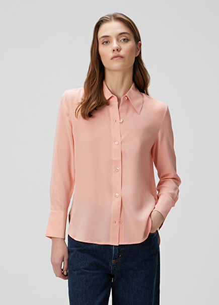 Leona Salmon Silk Shirt