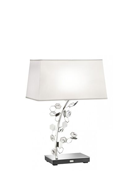 Crystalon White Silver Steel Standing Table Lamp 66 x 41 cm