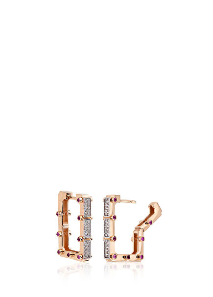 Carla Pırlanta Detaylı Kadın Altın Küpe