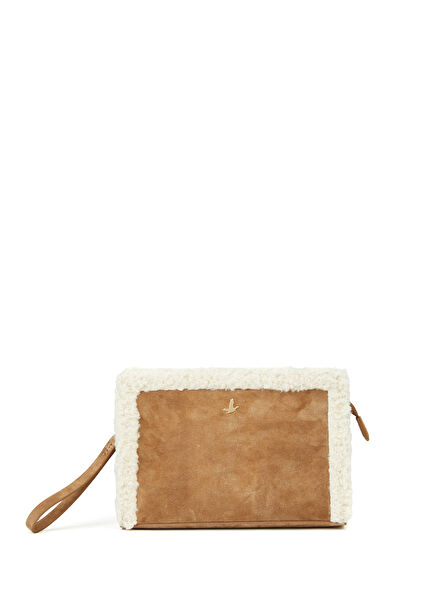 Taupe Womens Leather Clutch