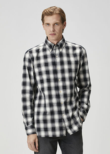 Black White Plaid Patterned Shirt