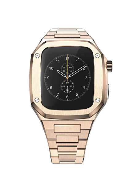 Apple Watch Uyumlu 44/45/46 mm Rose Gold Belize Loop Kasa Koruyucu Kordon