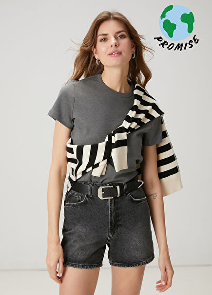 Grey Melange Basic T-Shirt