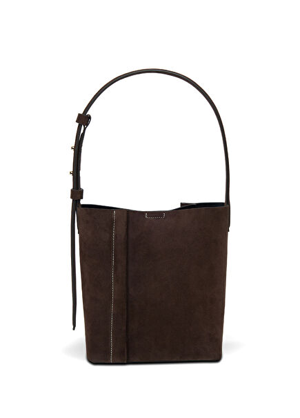 The Medium Tote Plissé Acı Kahve Süet Kadın Omuz Çantası