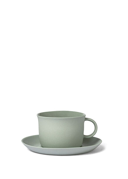 Grey Porseln Double Turkish Coffee Cup and Plate