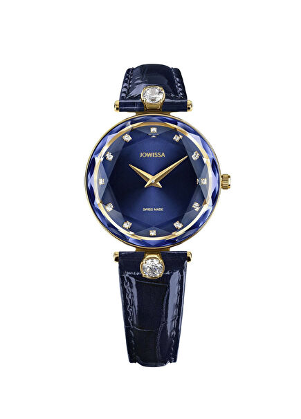 Facet Brilliant Swiss Made Navy Blue Leather Ladies' Watch