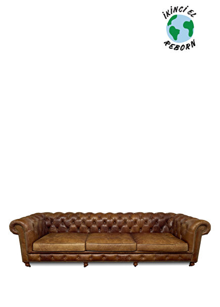 Kahverengi Deri Chester Kanepe