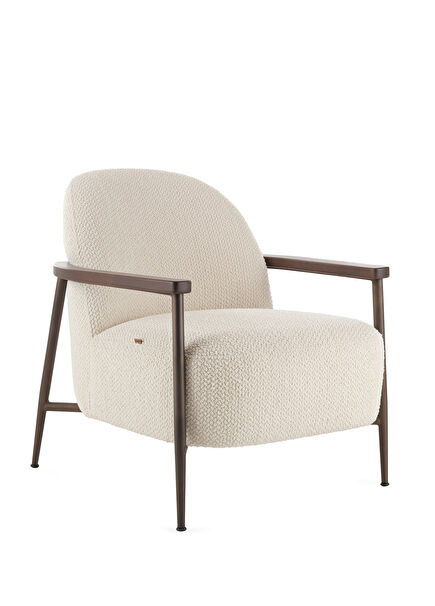 Meder Ekru Ahşap Kolçaklı Berjer  