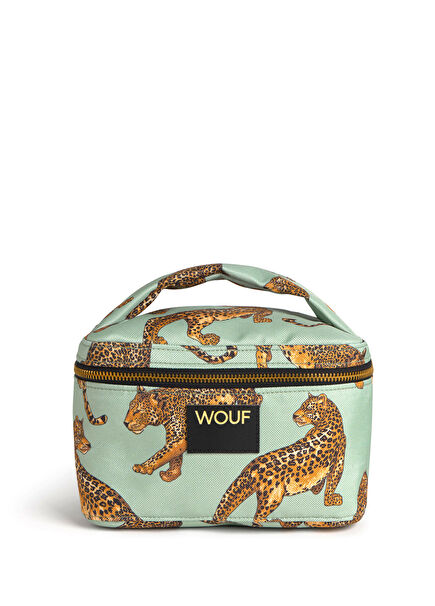 Emerald Leopard Vanity Renkli Baskılı Kadın Makyaj Çantası 20 x 12 cm 