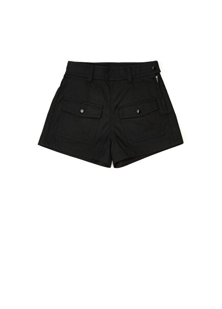 Black Logo Detailed Girls Shorts
