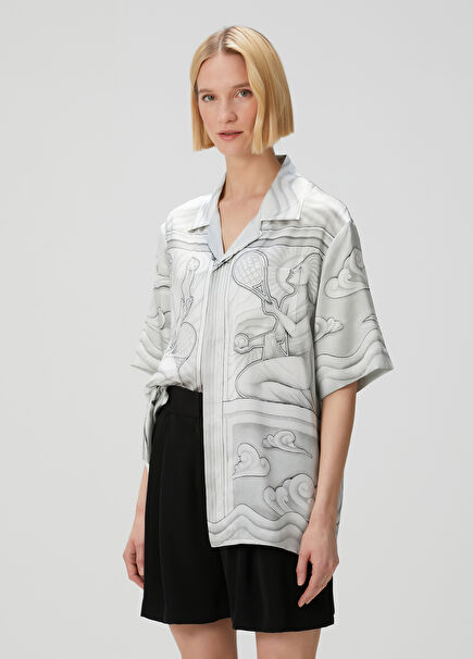 Sacred Grey Patterned Silk Shirt