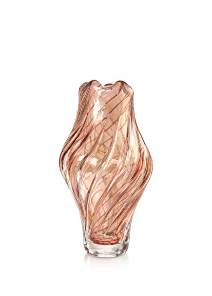 Twist Salmon Pink Glass Vase