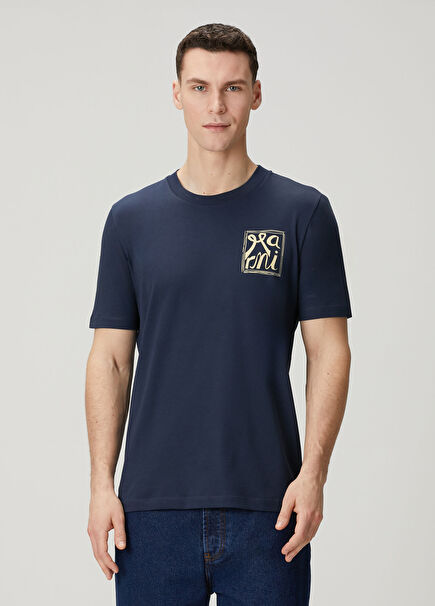 Lacivert Logo Baskılı T-shirt