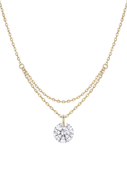 Soft light Diamond Stone 18K Gold Women's Necklace
