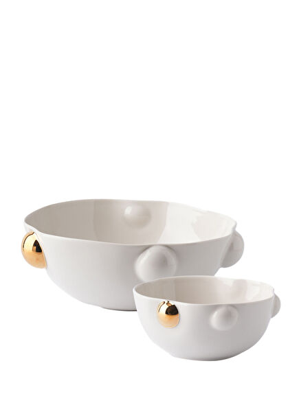 Cosmopolitan Beige Porcelain 2 Bowl Set
