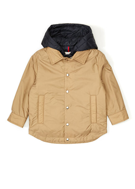 Bej Siyah Erkek Çocuk Yelek Detaylı Ceket