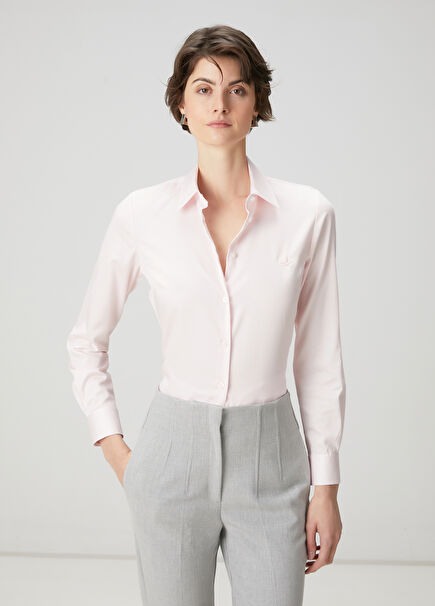 Non-Iron Slim Fit Pink Shirt