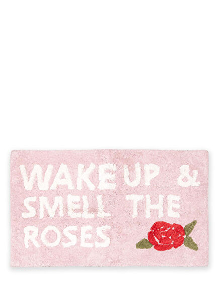 Wake Up And Smell The Roses Colored Cotton Bath Mat 60 x 100 cm