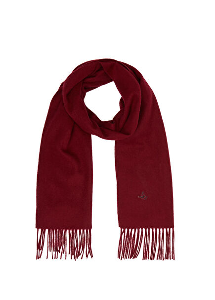 Burgundy Tassel Men's Wool Scarf