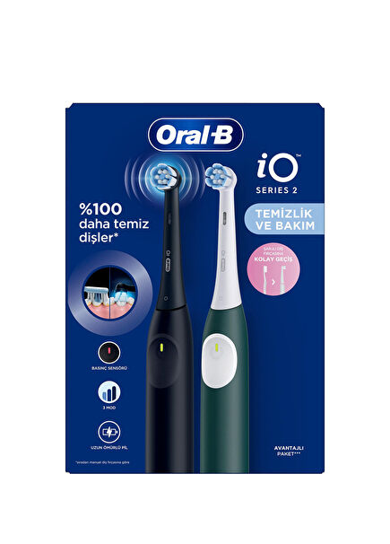 iO Black Green 2 Rechargeable Toothbrush Set