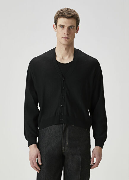 Black Wool Knit Cardigan