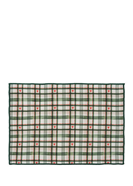 Green Plaid Patterned 2-Piece Placemat Set