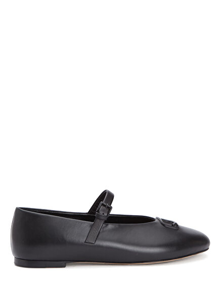 Mary Jane Black Women's Leather Ballet Flats