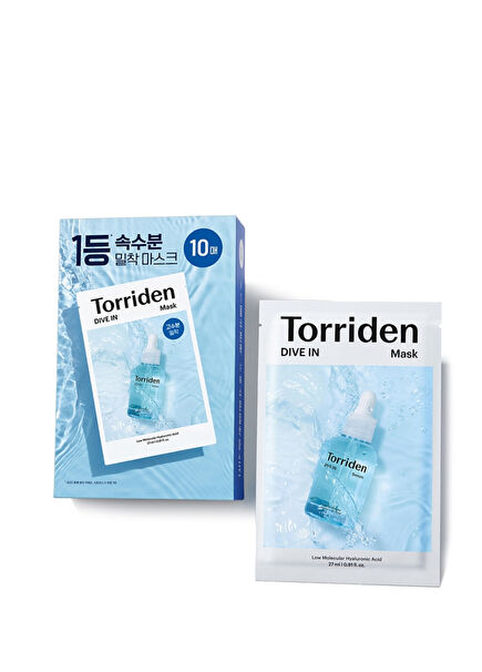 DIVE-IN Low Molecular 5 Type Micro Hyaluronic Acid Moisture Bomb 10 Pack Face Mask