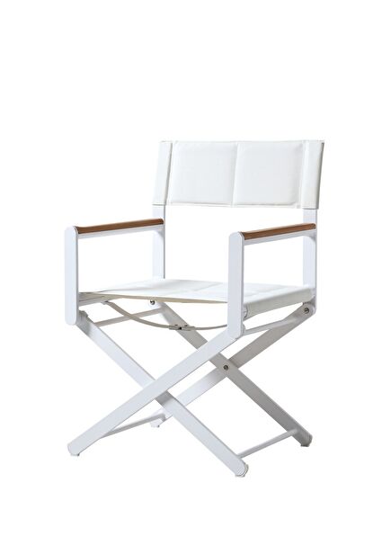Oskar Beyaz Alüminyum Rejisör Sandalye