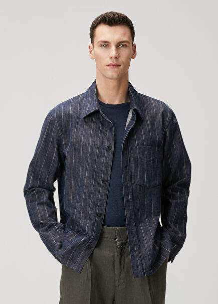 Navy Blue Denim Shirt