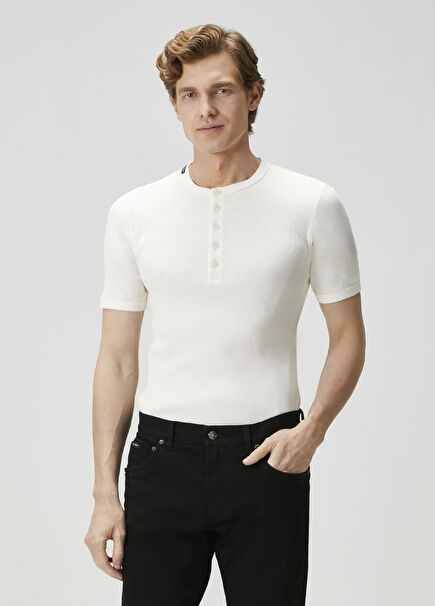 White Ribbed T-Shirt