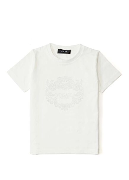 Beyaz Silver Logo Baskılı Kız Çocuk T-shirt