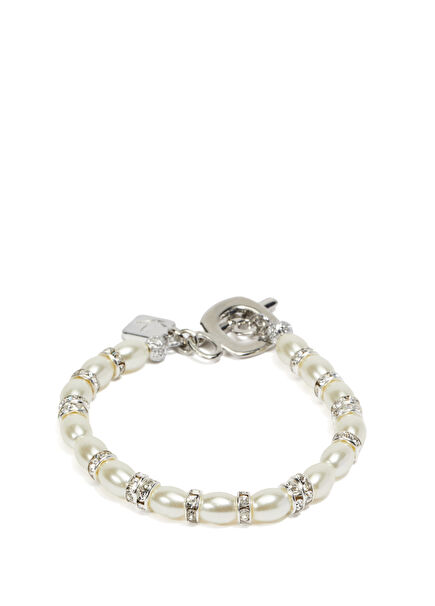 Silver Double Stone Pearl Women's Bracelet
